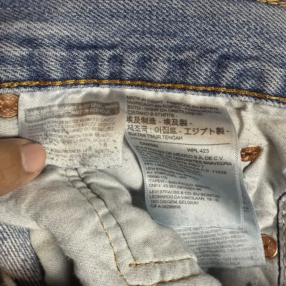 Levi's‎ 501 Jeans Men 34x29 Blue Distress Stonewash Button-Fly Mid-Rise Straight